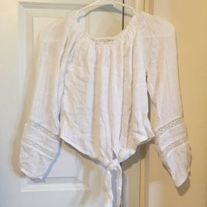 Hollister off the shoulder white long sleeve tee